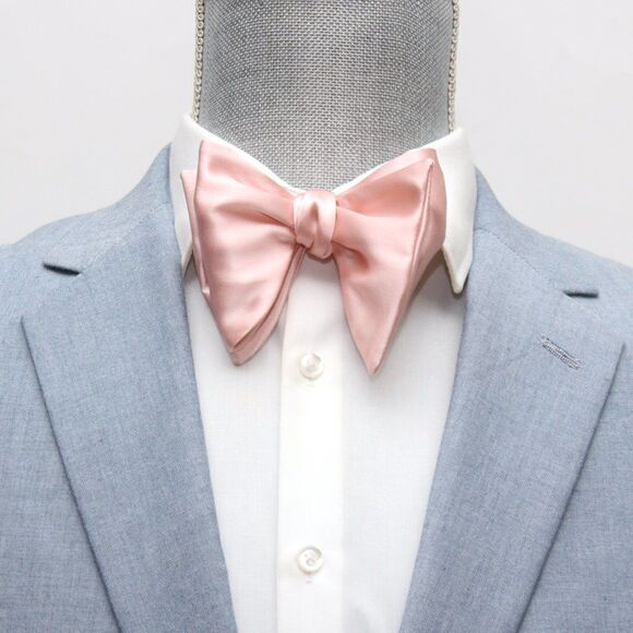 Men's Self tied Bow Tie Big‎ Butterfly Bow tie S608 Silver peach - Picture 4 of 16
